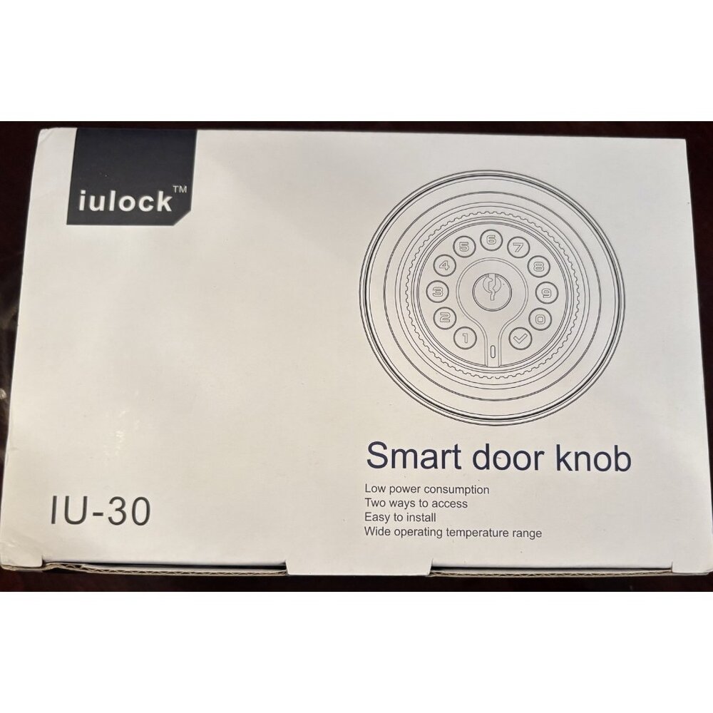 NEW Iulock IU-20 Smart Door Knob W/ Key Pad on Knob Matte Black Easy to Install